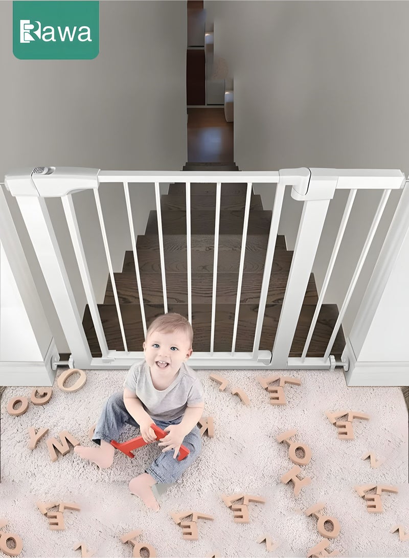 روعة بوابة أمان للأطفال تغلق تلقائيًا بدون حفر، بوابة أمان للأطفال عريضة جدًا 77-82 سم + 20 سم تمديد لبوابة أمان للسلالم 97-102 سم، بوابات أمان داخلية للكلاب وبوابات الحيوانات الأليفة والممرات والسلالم - Image 5